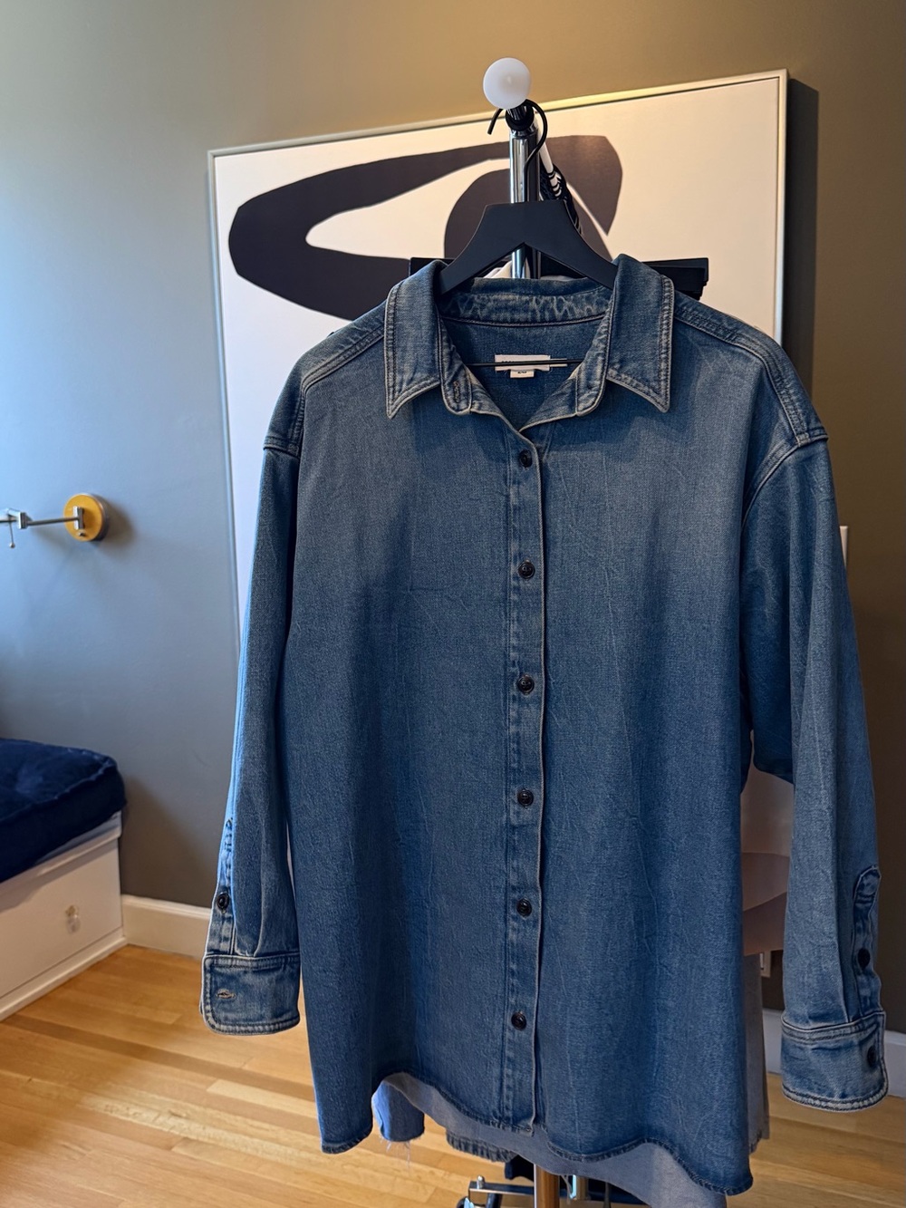 Good American Gently Worn Blue Denim Jean Shirt Jacket size s/m